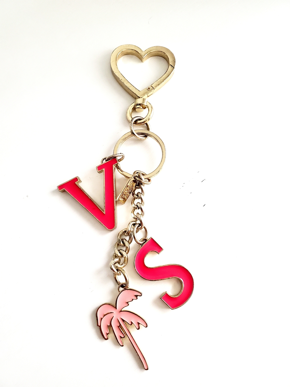 Victoria's Secret Pink & Gold VS Palm Charm Keychain